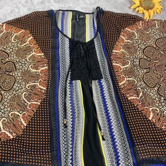 New Directions Tunic Top Size XL Multicolor Paisley Print Cape Styling - Picture 6 of 12